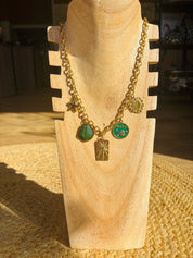 Collier Breloques Vert Sapin - Amour -