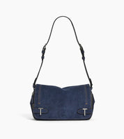 Petit sac bandoulière en cuir suède effet denim - Simone | LE TANNEUR