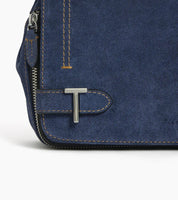 Petit sac bandoulière en cuir suède effet denim - Simone | LE TANNEUR