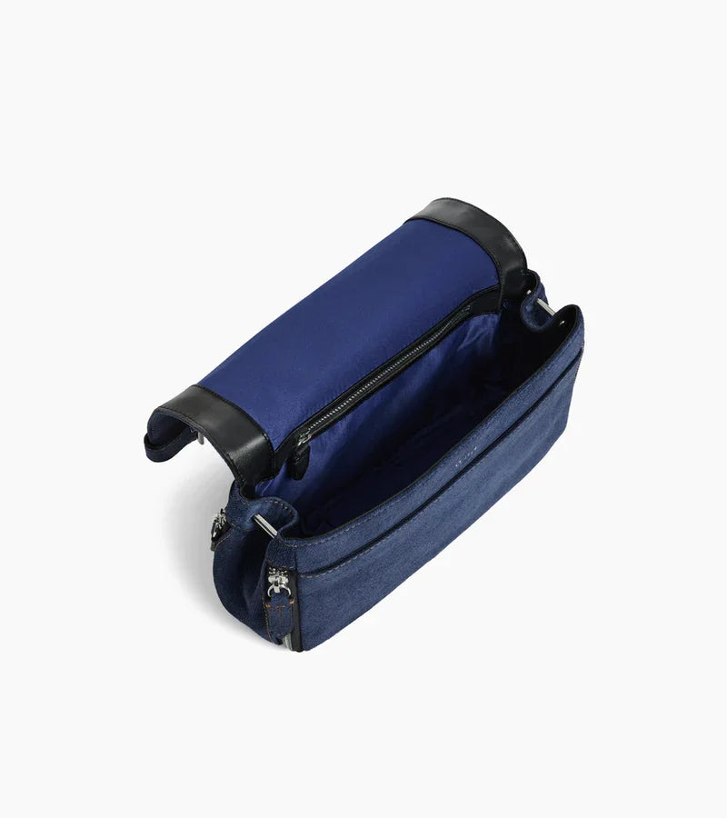 Petit sac bandoulière en cuir suède effet denim - Simone | LE TANNEUR