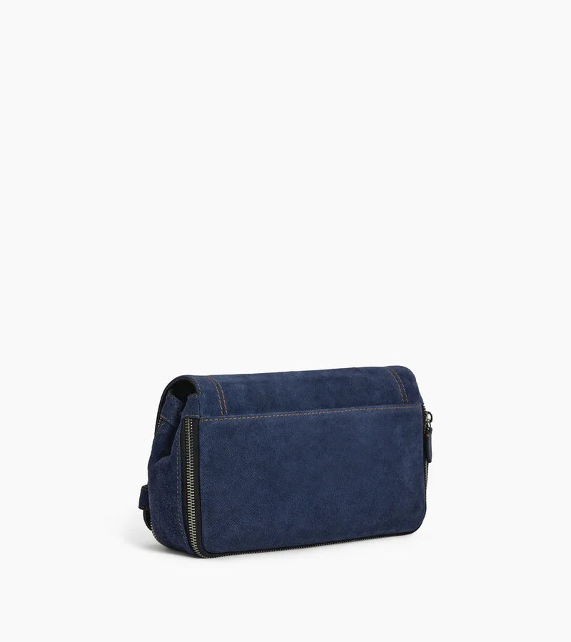 Petit sac bandoulière en cuir suède effet denim - Simone | LE TANNEUR