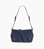 Petit sac bandoulière en cuir suède effet denim - Simone | LE TANNEUR
