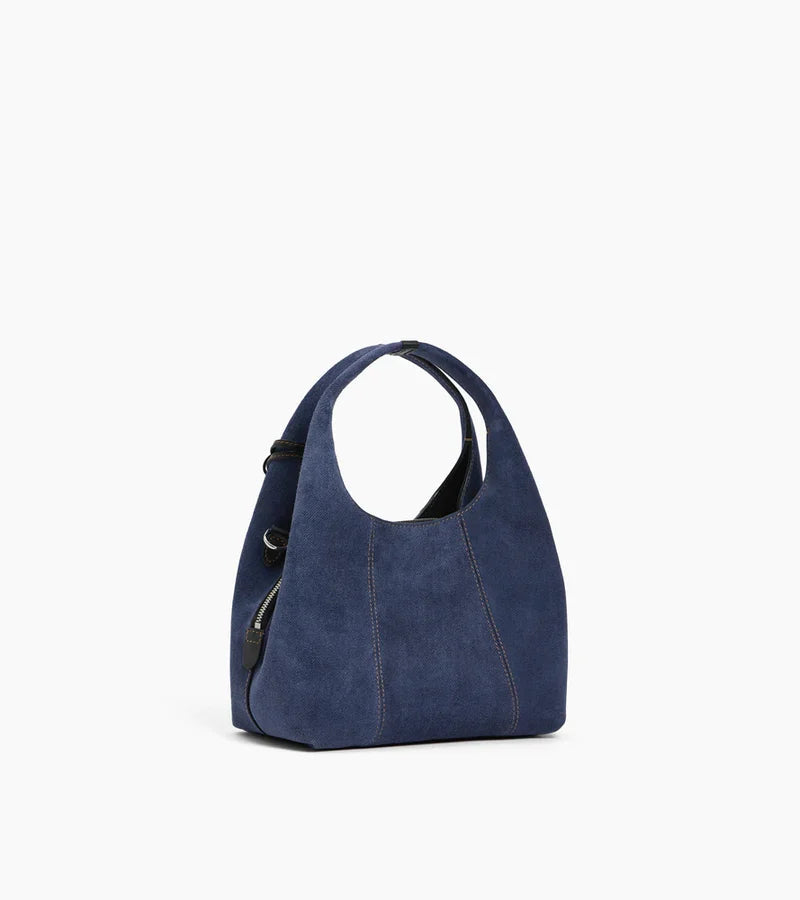 Petit sac à main en cuir suède effet denim - Juliette | LE TANNEUR