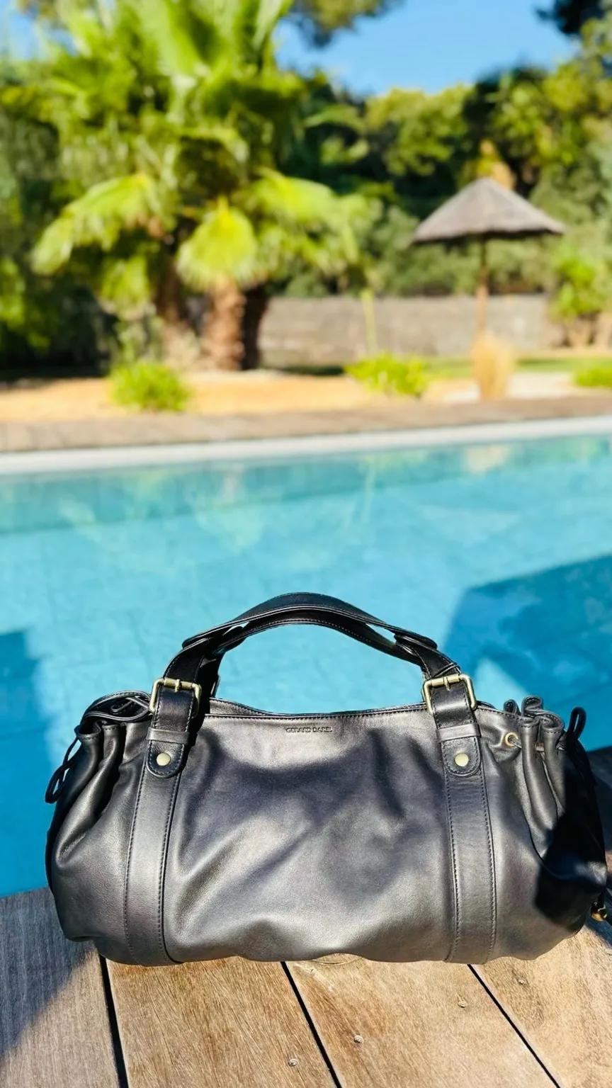 Sac à main en cuir noir 24h | Gerard Darel